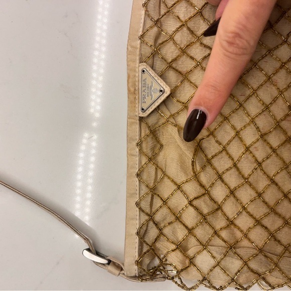 Prada Gold Beaded Silk Chiffon Lined Mini Evening Bag - Picture 10 of 11